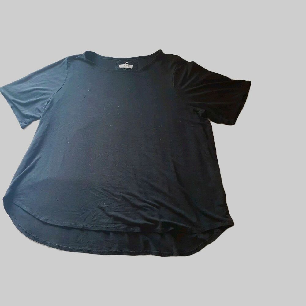 Cupio Top 2x Black Short Sleeve Round Neck Pullover Summer SHIRT CASUAL CAREER